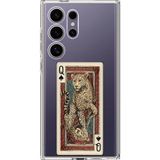 Techtree Samsung Galaxy S24 ULTRA Uyumlu İskambil Kağıdı Tasarımlı Leopar Portre Baskılı Silikon Kılıf
