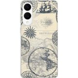 Techtree Samsung Galaxy S25 Edge Uyumlu Vintage Dünya Haritası Ve Pusula Baskılı Silikon Kılıf
