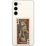 Techtree Samsung Galaxy S25 PLUS Uyumlu İskambil Kağıdı Tasarımlı Leopar Portre Baskılı Silikon Kılıf