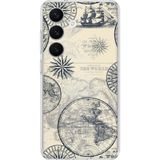 Techtree Samsung Galaxy S26 Uyumlu Vintage Dünya Haritası ve Pusula Baskılı Silikon Kılıf