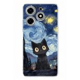 Techtree Tecno Spark 10 Pro Uyumlu Gece Yarısı Kedi Tasarımlı Baskılı Silikon Kılıf