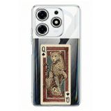 Techtree Tecno Spark 10 Pro Uyumlu İskambil Kağıdı Tasarımlı Leopar Portre Baskılı Silikon Kılıf