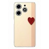 Techtree Tecno Spark 10 Pro Uyumlu Krem Zeminli Kırmızı Kalp Baskılı Silikon Kılıf