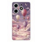 Techtree Tecno Spark 10 Pro Uyumlu Mor Gökyüzü ve Uçan Balon Baskılı Silikon Kılıf