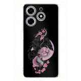 Techtree Tecno Spark 10 Pro Uyumlu Pembe Siyah Yılan Baskılı Silikon Kılıf