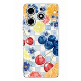 Techtree Tecno Spark 10 Pro Uyumlu Sulu Boya Meyve ve Çiçek Desenli Baskılı Silikon Kılıf