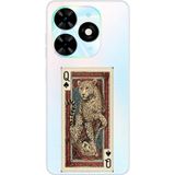 Techtree Tecno Spark 20-20C Uyumlu İskambil Kağıdı Tasarımlı Leopar Portre Baskılı Silikon Kılıf