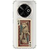 Techtree Tecno Spark 30C Uyumlu İskambil Kağıdı Tasarımlı Leopar Portre Baskılı Silikon Kılıf