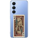 Techtree Tecno Spark 40 Pro Uyumlu İskambil Kağıdı Tasarımlı Leopar Portre Baskılı Silikon Kılıf
