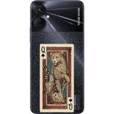 Techtree Tecno Spark 9 Pro Uyumlu İskambil Kağıdı Tasarımlı Leopar Portre Baskılı Silikon Kılıf