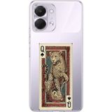 Techtree Tecno Spark GO 3 Uyumlu İskambil Kağıdı Tasarımlı Leopar Portre Baskılı Silikon Kılıf