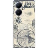 Techtree Vivo V29 Lite 5G Uyumlu Vintage Dünya Haritası Ve Pusula Baskılı Silikon Kılıf