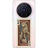 Techtree Vivo X300 Uyumlu İskambil Kağıdı Tasarımlı Leopar Portre Baskılı Silikon Kılıf