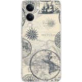 Techtree Vivo Y04 Uyumlu Vintage Dünya Haritası ve Pusula Baskılı Silikon Kılıf