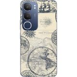 Techtree Vivo Y19s Uyumlu Vintage Dünya Haritası Ve Pusula Baskılı Silikon Kılıf
