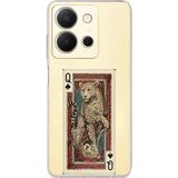 Techtree Vivo Y36 Uyumlu İskambil Kağıdı Tasarımlı Leopar Portre Baskılı Silikon Kılıf