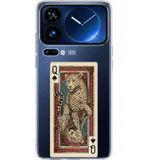 Techtree Xiaomi 17 Pro Max Uyumlu İskambil Kağıdı Tasarımlı Leopar Portre Baskılı Silikon Kılıf