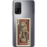 Techtree Xiaomi Mi 10T-10T PRO Uyumlu İskambil Kağıdı Tasarımlı Leopar Portre Baskılı Silikon Kılıf