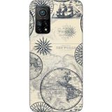 Techtree Xiaomi Mi 10T-10T Pro Uyumlu Vintage Dünya Haritası Ve Pusula Baskılı Silikon Kılıf