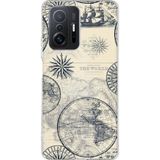 Techtree Xiaomi Mi 11T-11T Pro Uyumlu Vintage Dünya Haritası Ve Pusula Baskılı Silikon Kılıf