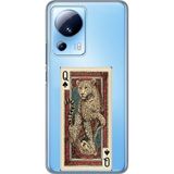Techtree Xiaomi Mi 13 Lite Uyumlu İskambil Kağıdı Tasarımlı Leopar Portre Baskılı Silikon Kılıf