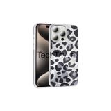 Techtrove Apple İphone 15 Pro Max Kılıf İpeksi Desenli Tasarımlı Kamera Koruma Çıkıntılı A+ Kalite Kapak Gri Leopar