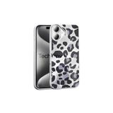 Techtrove Apple İphone 16E Kılıf İpeksi Desenli Tasarımlı Kamera Koruma Çıkıntılı A+ Kalite Kapak Gri Leopar