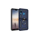Techtrove Huawei P20 Lite Kılıf Yüzüklü Stand Olabilen Magnetic Tpu Tank Kapak Mavi