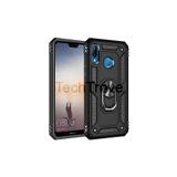 Techtrove Huawei P20 Lite Kılıf Yüzüklü Stand Olabilen Magnetic Tpu Tank Kapak Siyah