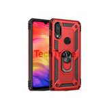 Techtrove Huawei Y7 Prime 2019 Kılıf Yüzüklü Stand Olabilen Magnetic Tpu Tank Kapak Kırmızı