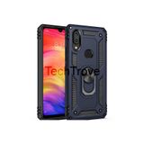 Techtrove Huawei Y7 Prime 2019 Kılıf Yüzüklü Stand Olabilen Magnetic Tpu Tank Kapak Mavi