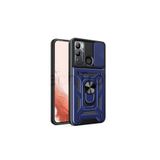 Techtrove İnfinix Hot 12İ Kılıf Magnetik Standlı Sürgülü Kamera Korumalı Tank Kapak Mavi
