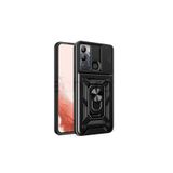 Techtrove İnfinix Hot 12İ Kılıf Magnetik Standlı Sürgülü Kamera Korumalı Tank Kapak Siyah