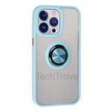 Techtrove İphone 13 Pro Max Kılıf Yüzüklü Stand Özellikli Darbe Korumalı Mat Silikon Kapak Mavi