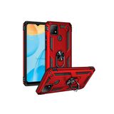 Techtrove Oppo A15S Kılıf Yüzüklü Stand Olabilen Magnetic Tpu Tank Kapak Kırmızı