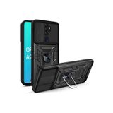 Techtrove Oppo A9 2020 Kılıf Magnetik Standlı Sürgülü Kamera Korumalı Tank Kapak Siyah