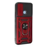 Techtrove Realme C25Y Kılıf Sürgülü Kamera Korumalı Yüzüklü Stand Olabilen Magnetic Tpu Tank Kapak Kırmızı