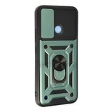Techtrove Realme C25Y Kılıf Sürgülü Kamera Korumalı Yüzüklü Stand Olabilen Magnetic Tpu Tank Kapak Yeşil