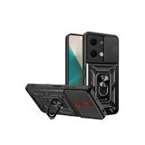 Techtrove Redmi Note 13 Pro 5G Kılıf Sürgülü Kamera Korumalı Yüzüklü Stand Olabilen Magnetic Tpu Tank Kapak Siyah