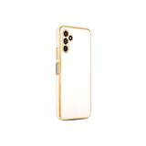 Techtrove Samsung Galaxy A04S Kılıf Altın Kenarlı Kamera Korumalı Silikon Kapak Beyaz