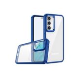 Techtrove Samsung Galaxy A04S Kılıf Renkli Kenarlı Ve Buton Tasarımlı Arkası Şeffaf Silikon Kapak Lacivert