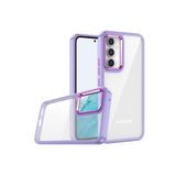 Techtrove Samsung Galaxy A04S Kılıf Renkli Kenarlı Ve Buton Tasarımlı Arkası Şeffaf Silikon Kapak Lila