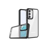 Techtrove Samsung Galaxy A04S Kılıf Renkli Kenarlı Ve Buton Tasarımlı Arkası Şeffaf Silikon Kapak Siyah