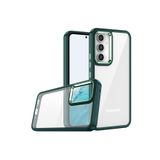 Techtrove Samsung Galaxy A04S Kılıf Renkli Kenarlı Ve Buton Tasarımlı Arkası Şeffaf Silikon Kapak Yeşil