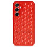 Techtrove Samsung Galaxy A35 Kılıf Kamera Korumalı Geometrik Petek Motifli Silikon Kapak Kırmızı
