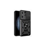 Techtrove Tecno Spark 10 Pro Kılıf Magnetik Standlı Sürgülü Kamera Korumalı Tank Kapak Siyah