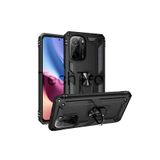 Techtrove Xiaomi Poco F3 Kılıf Yüzüklü Stand Olabilen Magnetic Tpu Tank Kapak Siyah