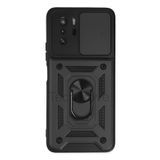 Techtrove Xiaomi Poco X3 Gt Kılıf Sürgülü Kamera Korumalı Yüzüklü Stand Olabilen Magnetic Tpu Tank Kapak Siyah
