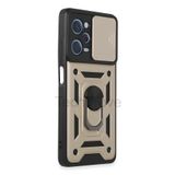 Techtrove Xiaomi Poco X5 Pro 5G Kılıf Sürgülü Kamera Korumalı Yüzüklü Stand Olabilen Magnetic Tpu Tank Kapak Gold