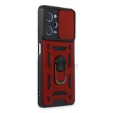Techtrove Xiaomi Poco X5 Pro 5G Kılıf Sürgülü Kamera Korumalı Yüzüklü Stand Olabilen Magnetic Tpu Tank Kapak Kırmızı